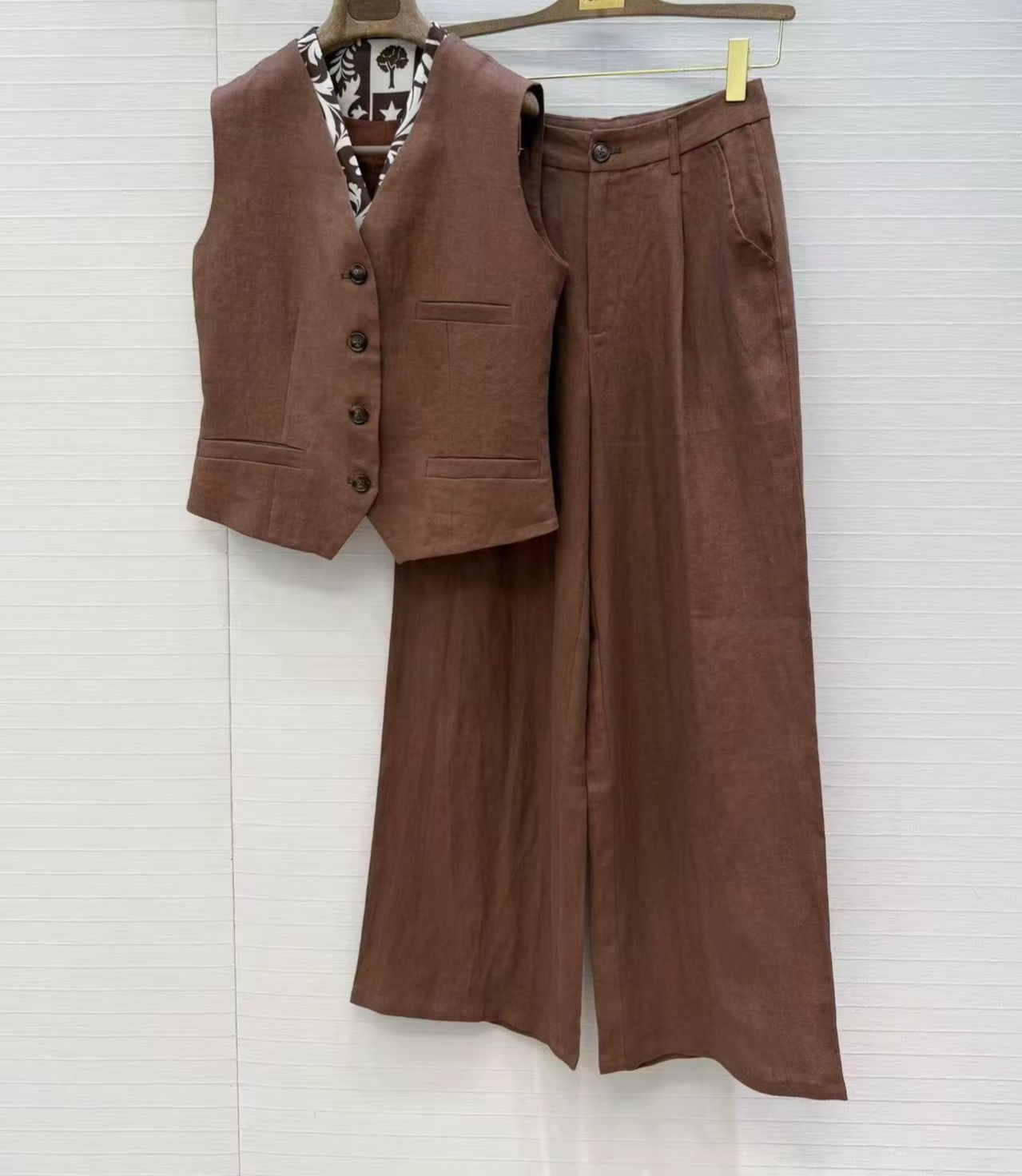 Linen Pant Wide - Yaşlı Qian'ın keten kumaştan günlük iki