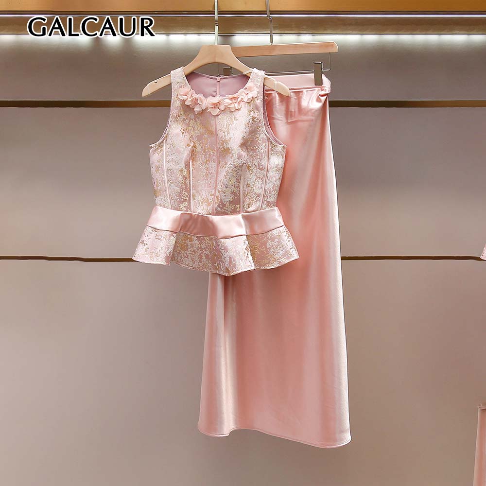 Midi Skirt Floral - GALCAUR Katı Eklemeli Çiçek Desenli İnceltici