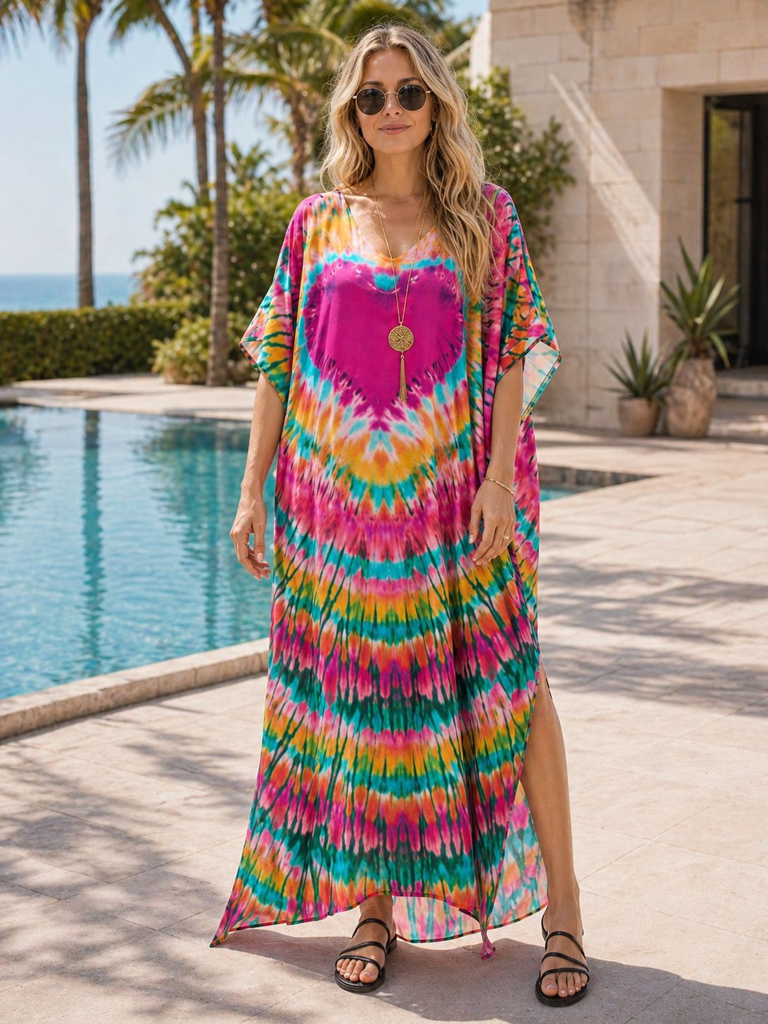 Kadın Büyük Beden Fas Baskılı  - Cover Up Kaftan incelemesi ve fiyatı