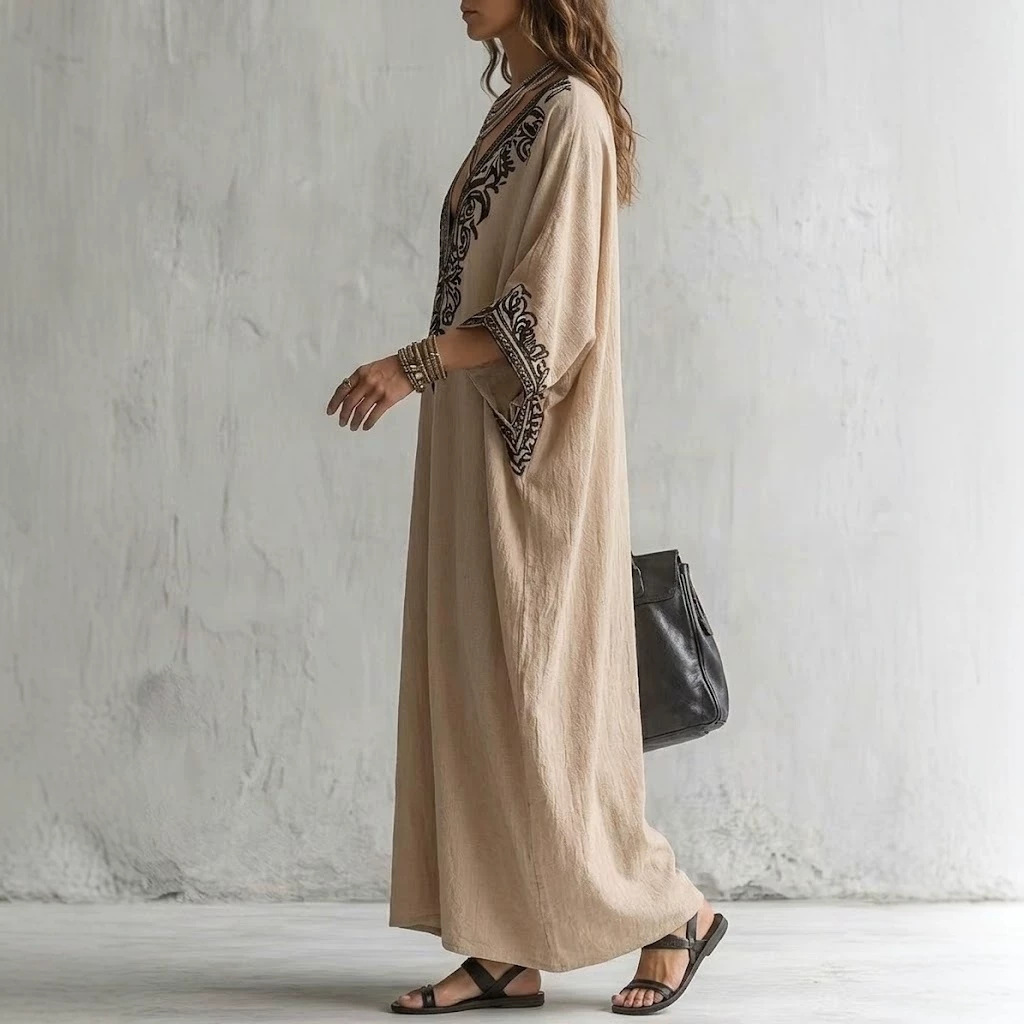 Kadınlar için Boho Nakışlı Kaf - Cover Up Kaftan incelemesi ve fiyatı