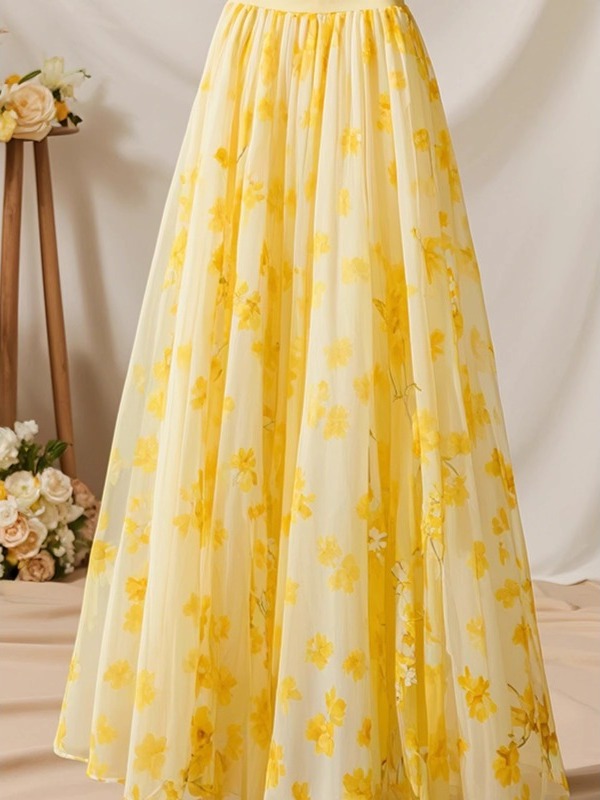 Yaz 2026 Yüksek Bel Sarı A Kes - Midi Skirt Floral incelemesi ve fiyatı