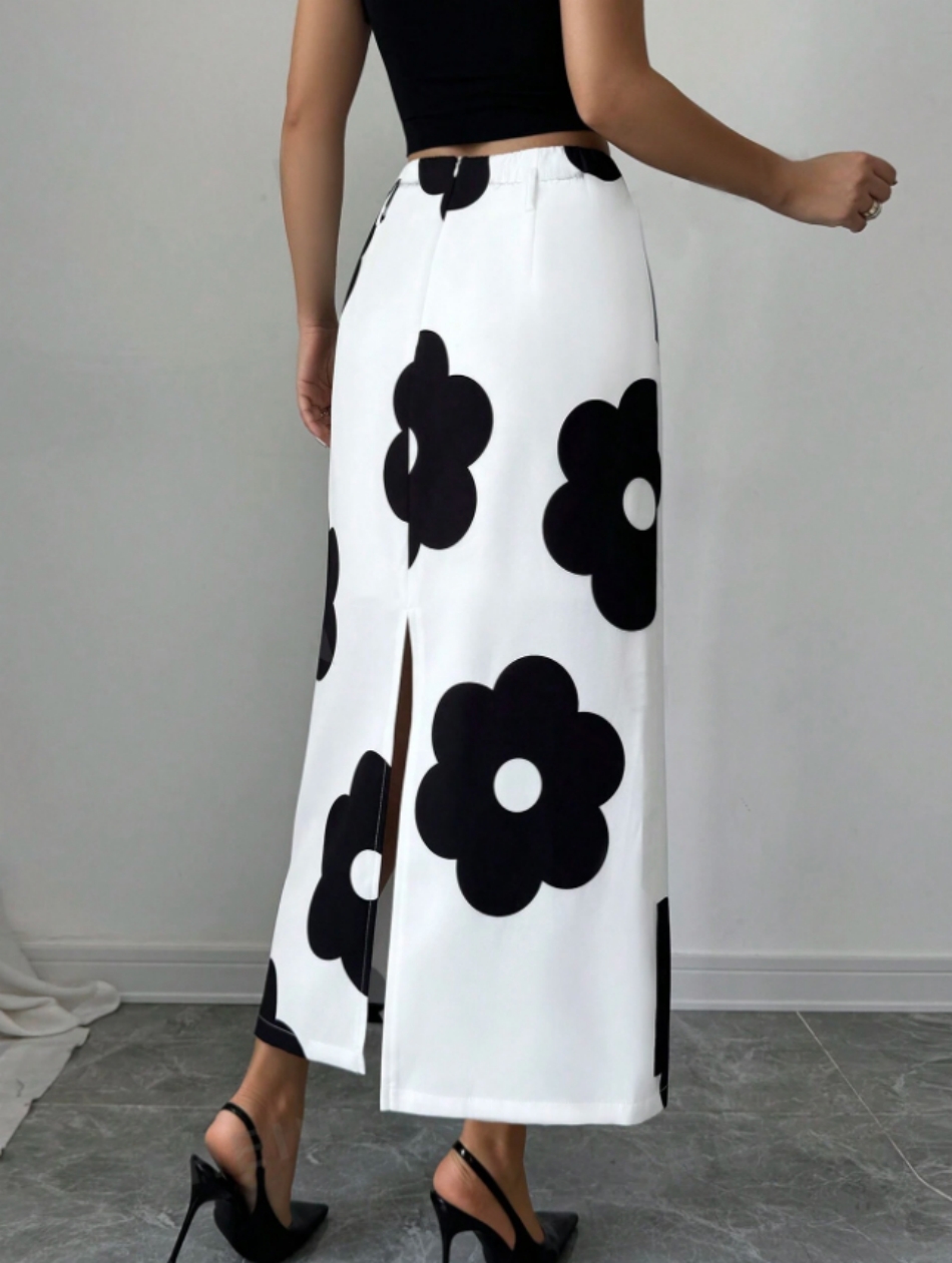 Kadın Çiçek Desenli Kare Yaka  - Midi Skirt Floral incelemesi ve fiyatı