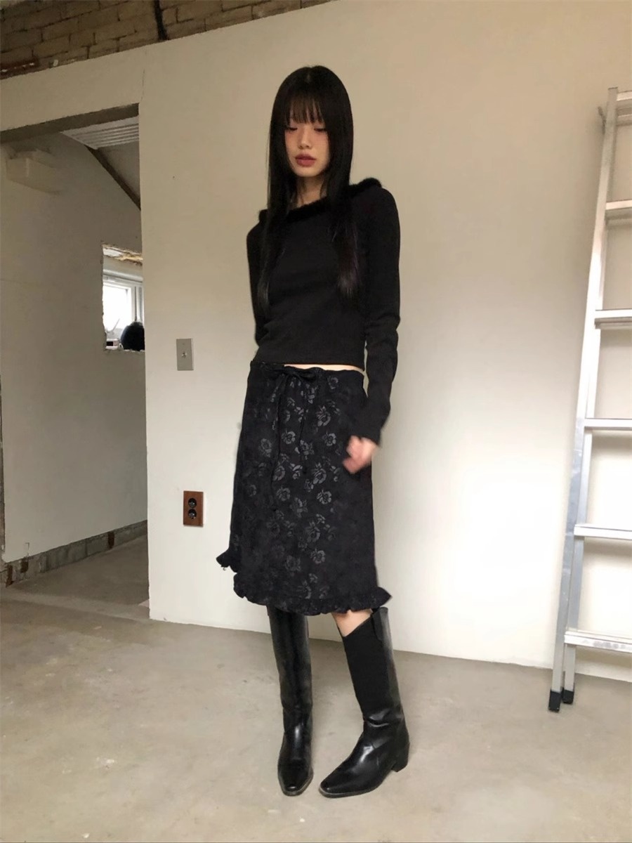 Retro Sokak Stili Koyu Gül Des - Midi Skirt Floral incelemesi ve fiyatı